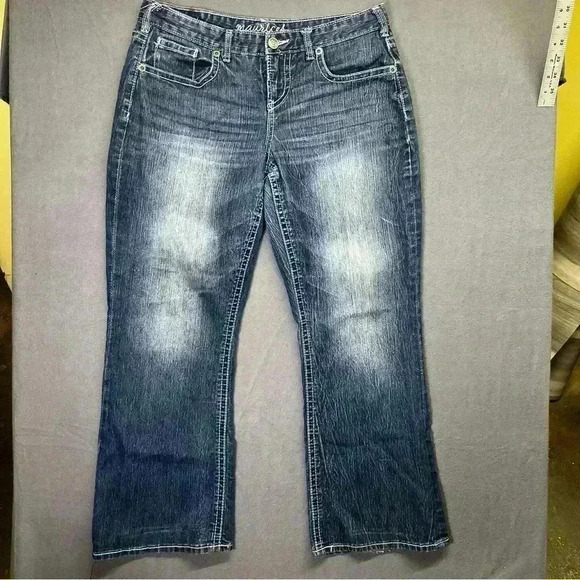 Maurices Denim Stretch Bootcut jeans Womens 7/8 X-Short Cute Blue Faded 1146 - Picture 1 of 10